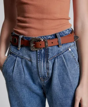 HIGH WAIST HITCHHIKER STUDDED LEATHER BELT