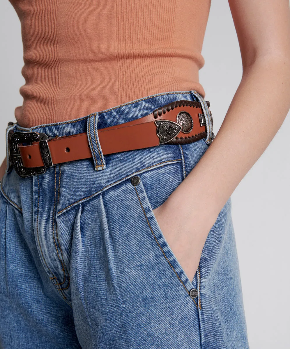 HIGH WAIST HITCHHIKER STUDDED LEATHER BELT