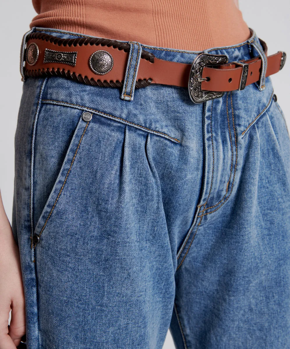 HIGH WAIST HITCHHIKER STUDDED LEATHER BELT