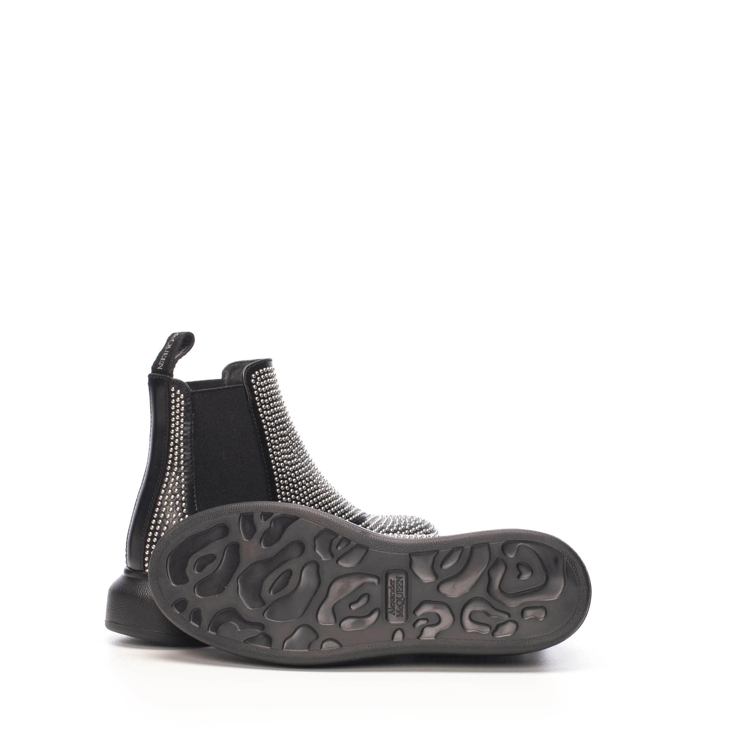 Hybrid Chelsea Boot In Black Studded Leather