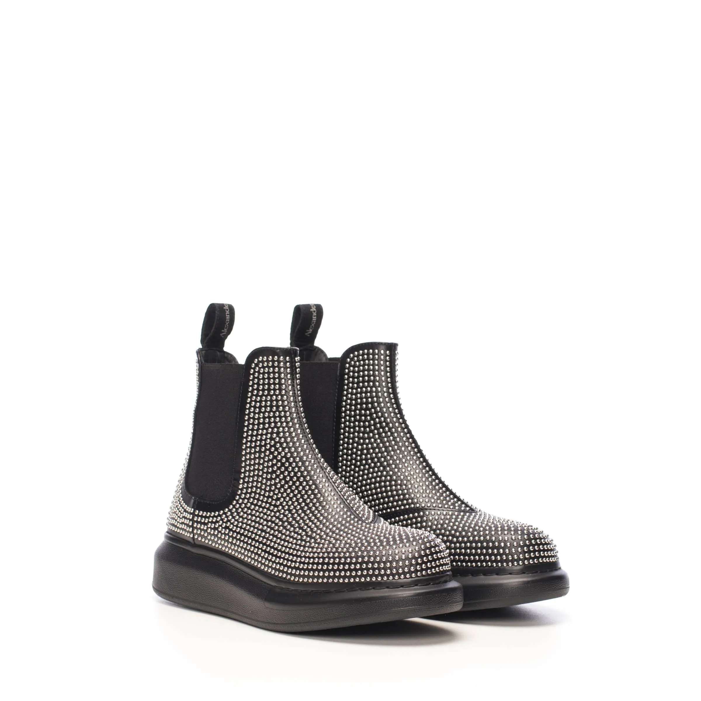 Hybrid Chelsea Boot In Black Studded Leather