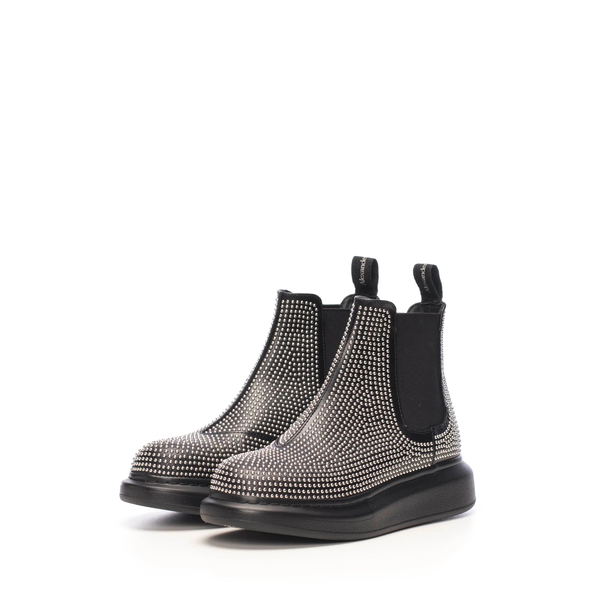 Hybrid Chelsea Boot In Black Studded Leather