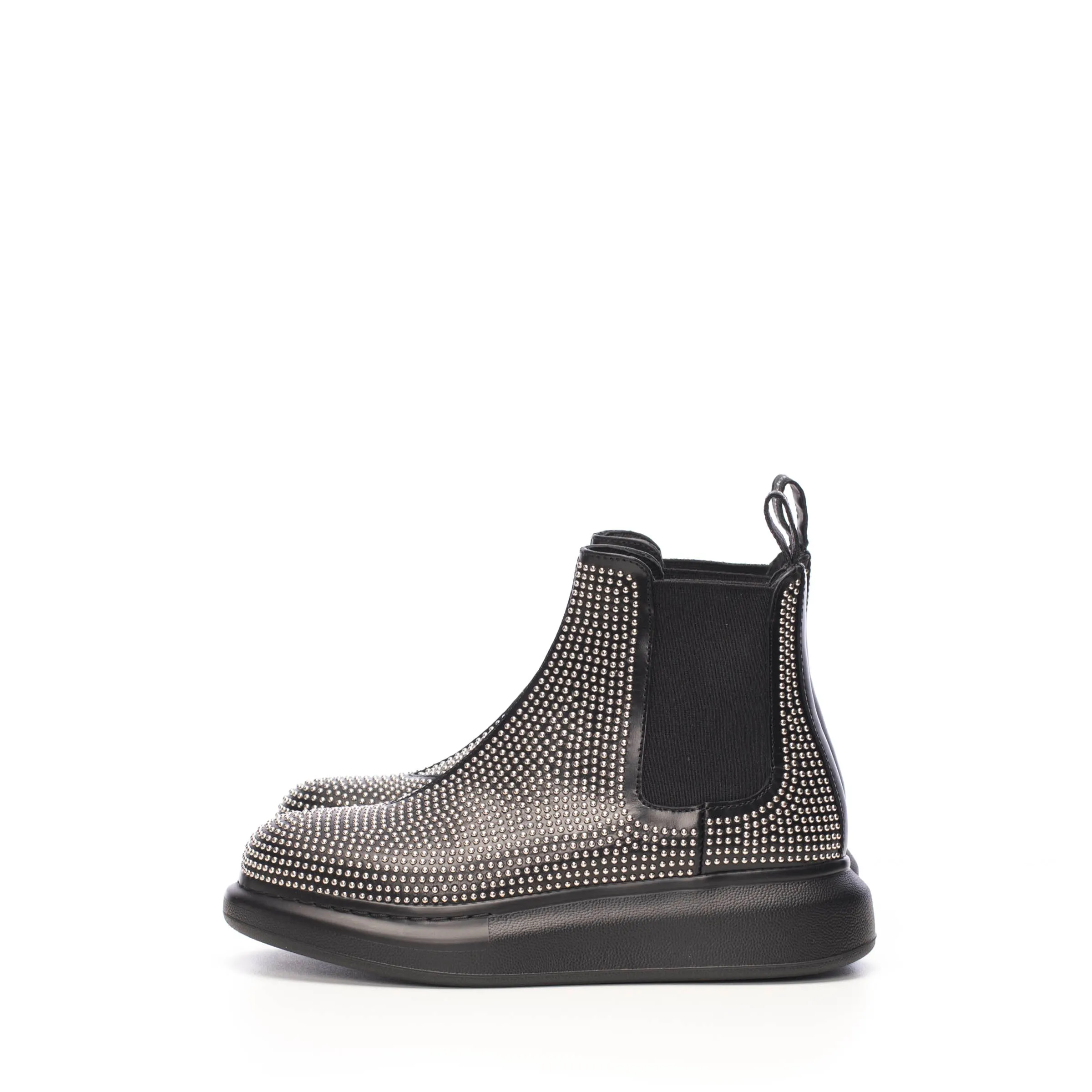 Hybrid Chelsea Boot In Black Studded Leather