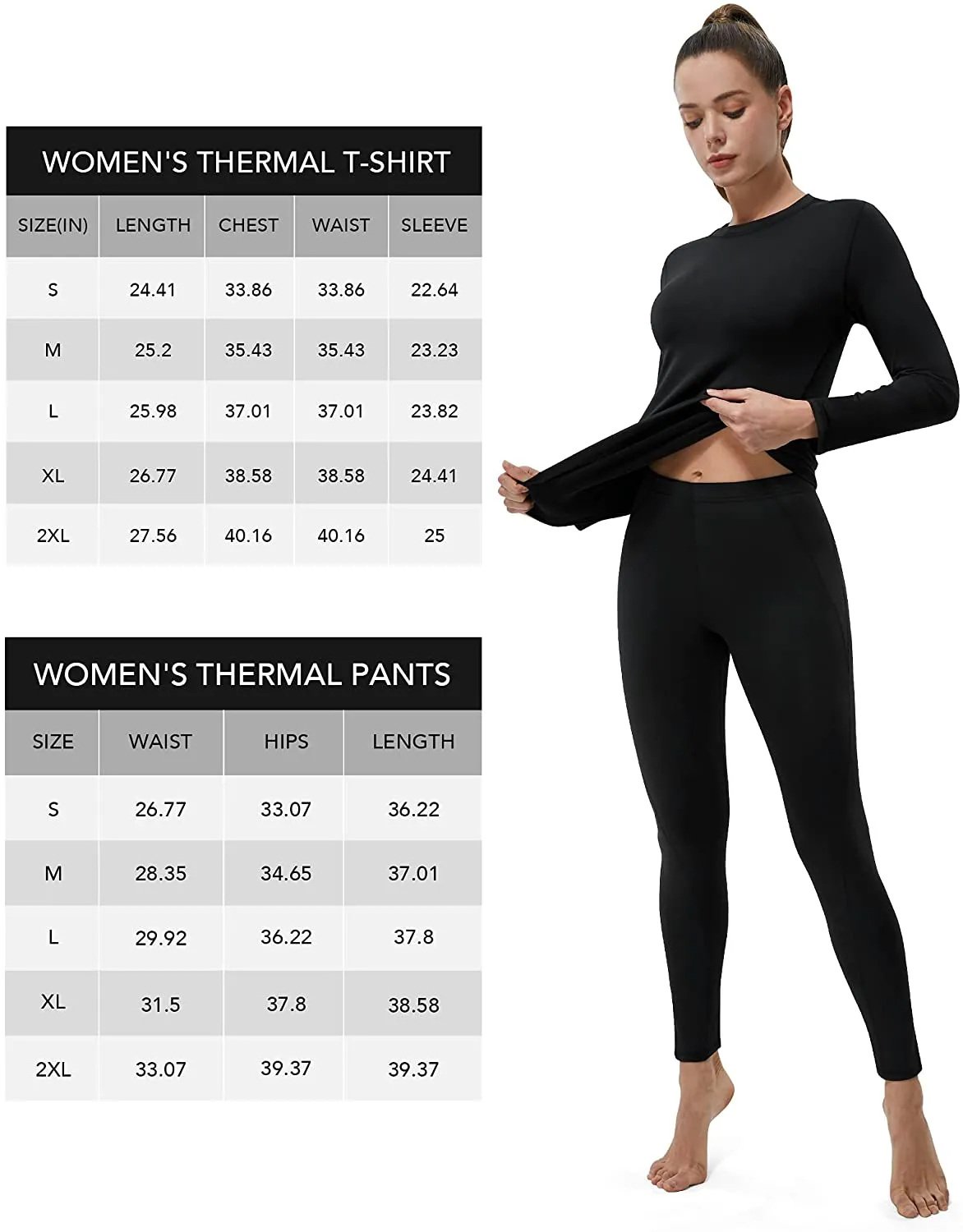 Joalena Women's Thermal Underwear Pajamas Set - Ultra-Soft Fleece Lined Long Johns Athletic Base Layer Top & Bottoms Suits