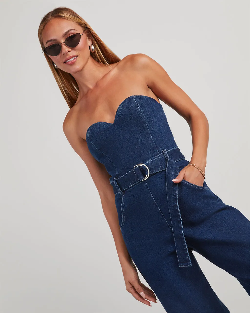 Kinney Strapless Denim Jumpsuit