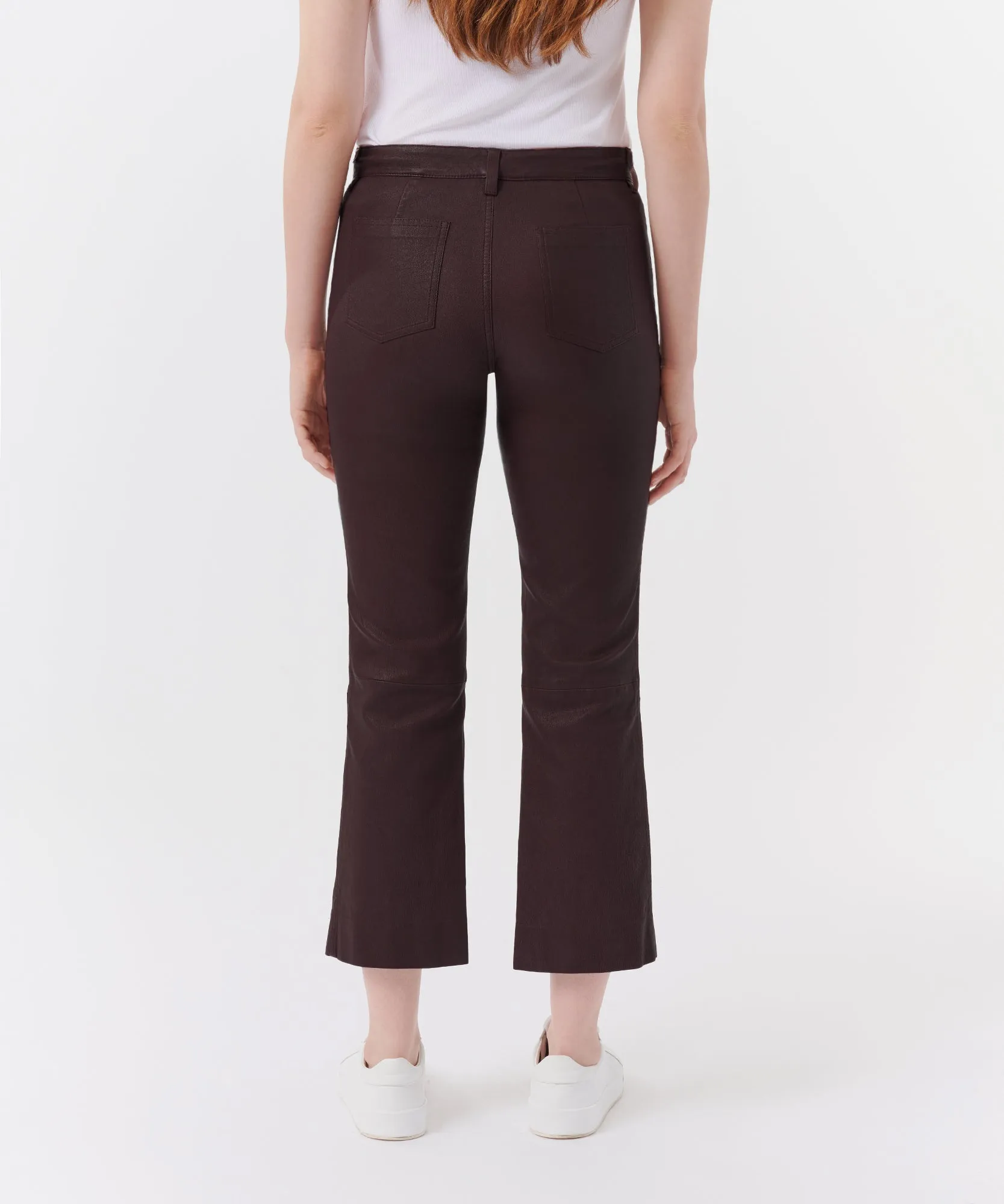 Leather Cropped Flare Pant - Chocolate