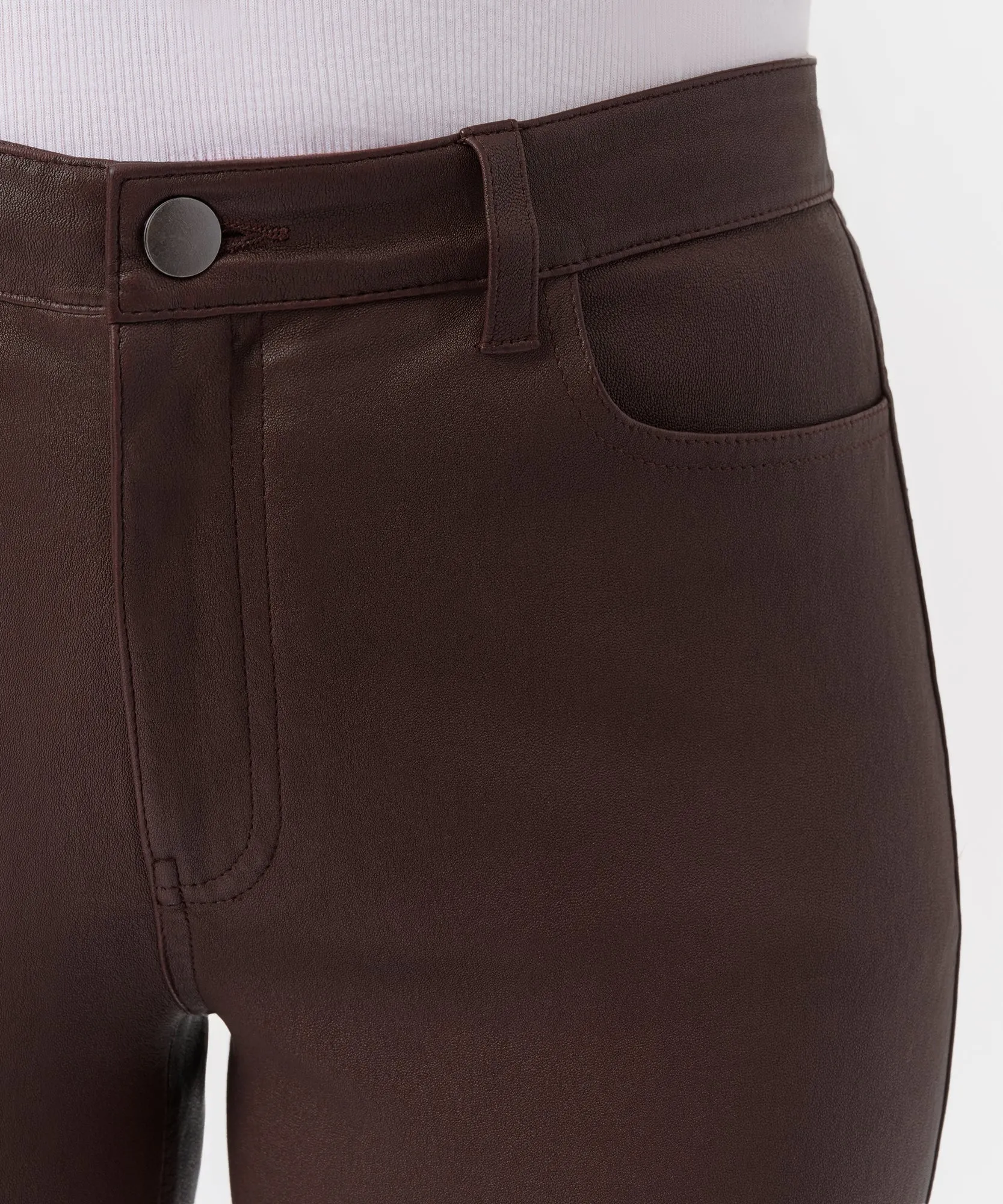 Leather Cropped Flare Pant - Chocolate