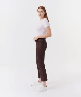 Leather Cropped Flare Pant - Chocolate