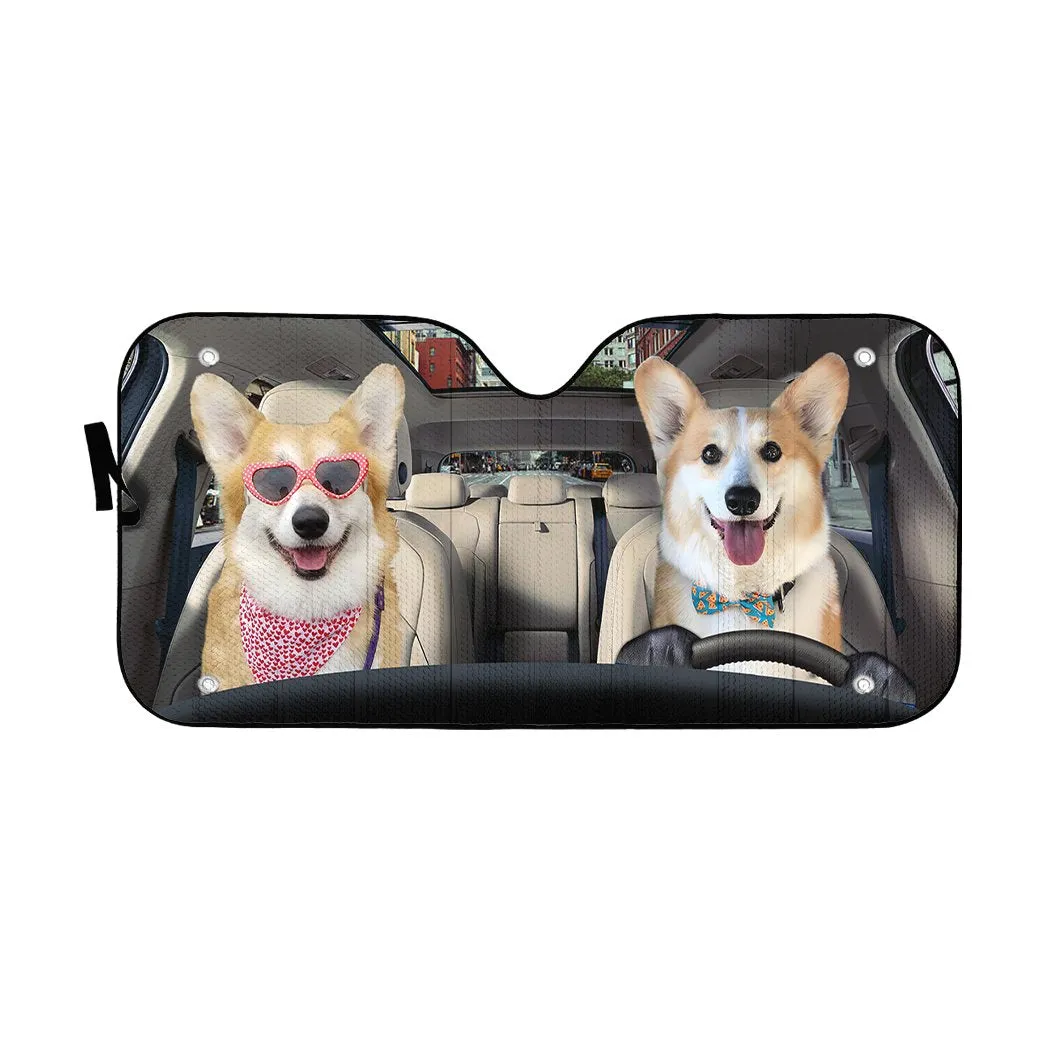 Love Corgi Dogs In Car Custom Car Auto Sunshade