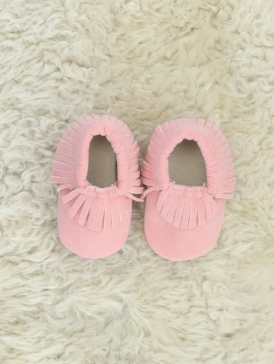 Pink Fringe Moccasin