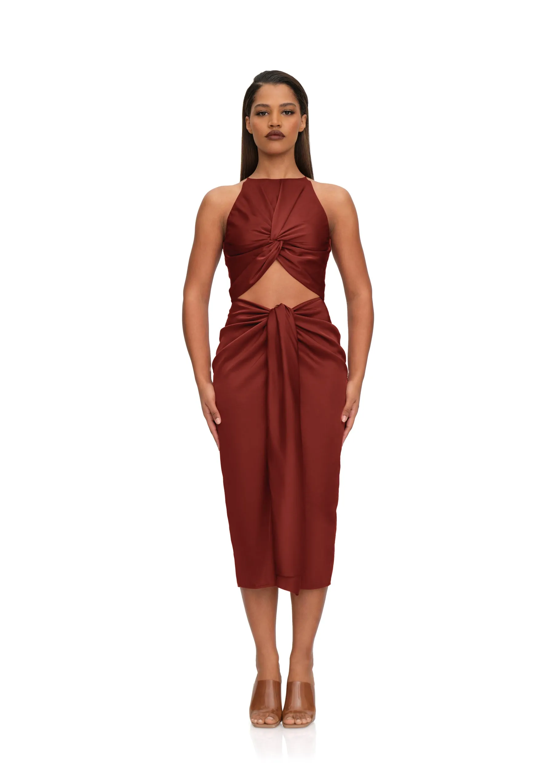 Reni Cut-Out Midi Dress | Chocolate