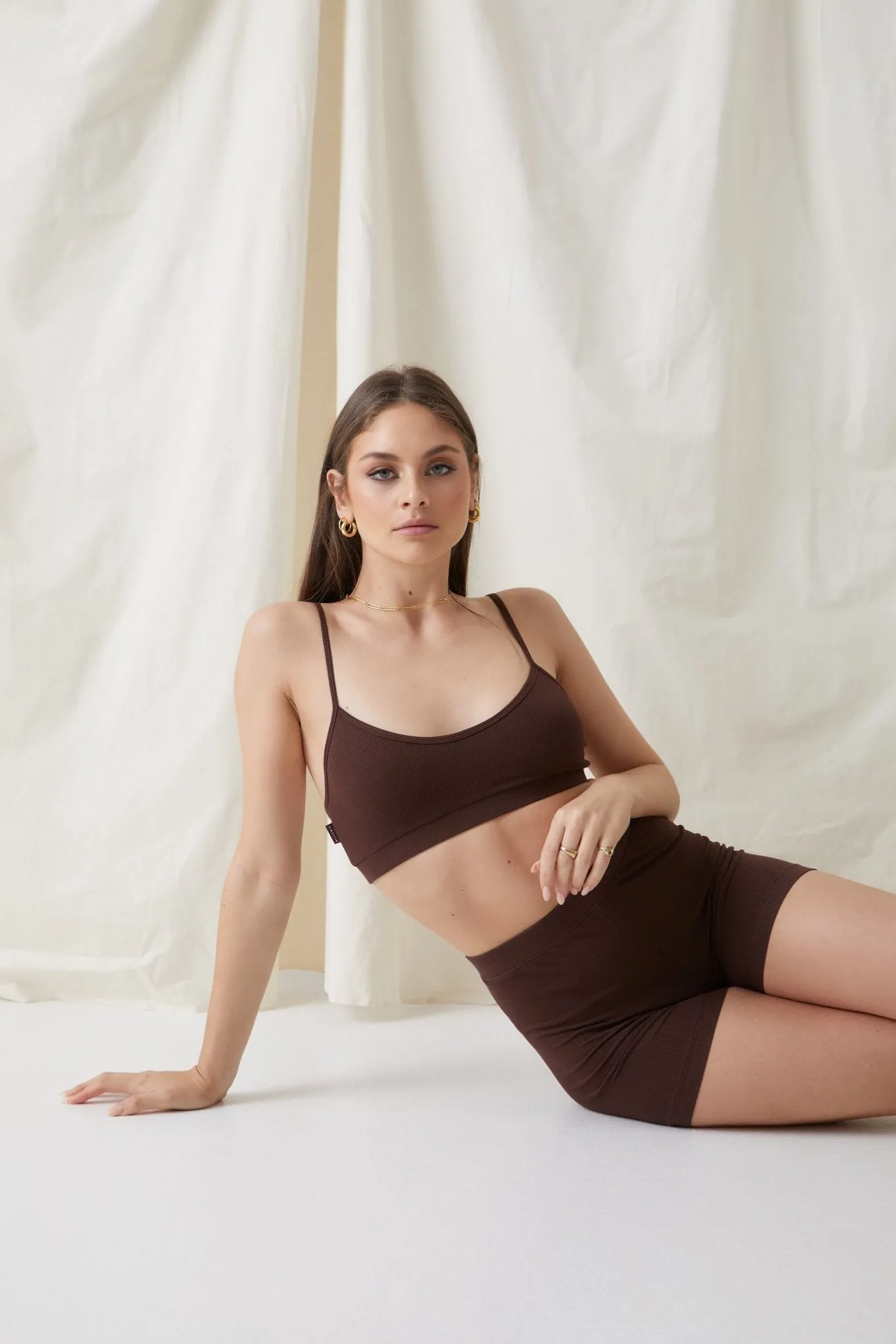 Rib Cotton Bralette (Chocolate)