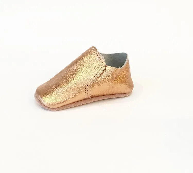 Scalloped Loafer Shoes - Rose Gold