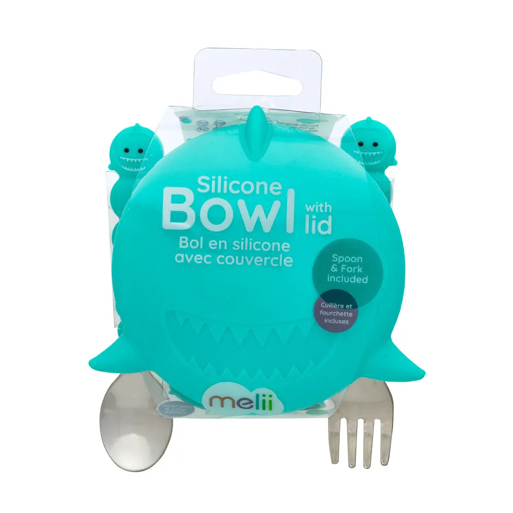 Silicone Animal Bowl with Lid & Utensils | Shark