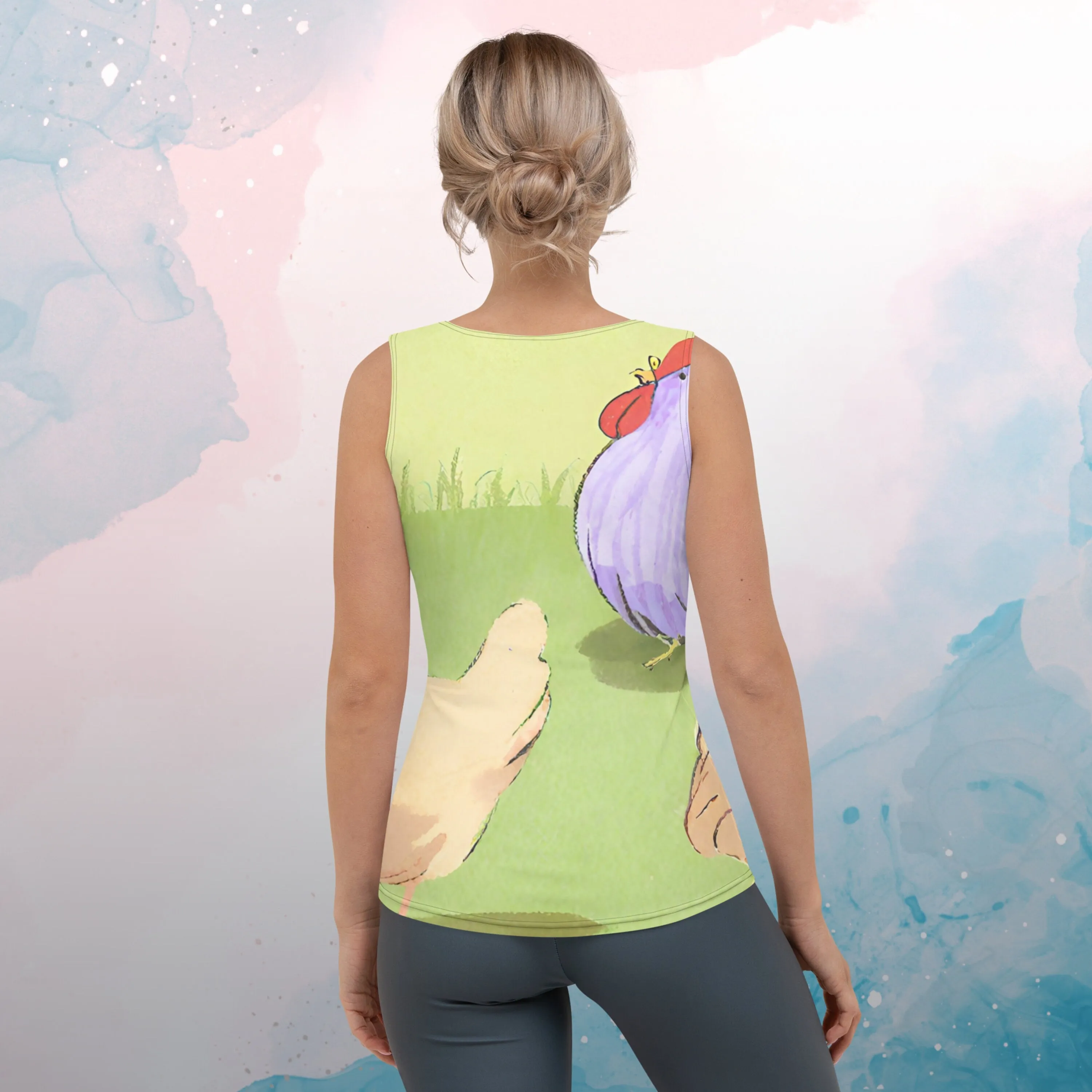 Sketchy Cartoon Chickens Sublimation Tank Top Perfect for Chicken Love Gift