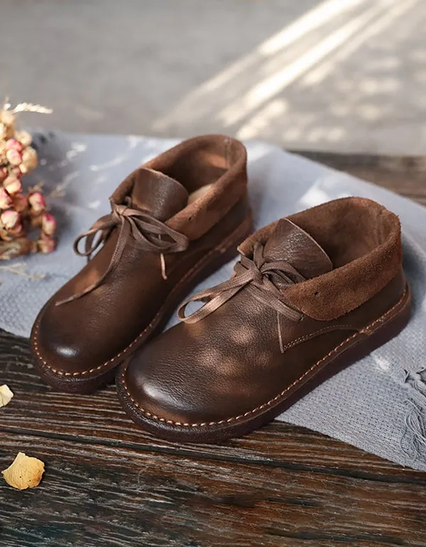 Soft Leather Comfortable Handmade Retro Flat Walking Shoes