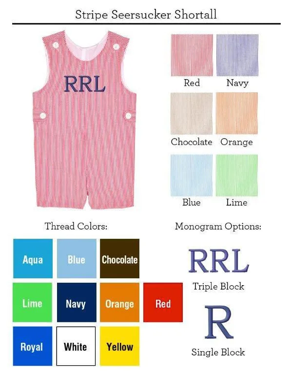 Stripe Seersucker Boys Shortall