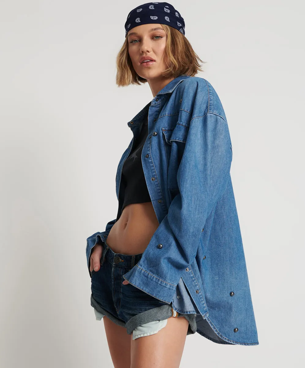 Studded Curtis Denim Shirt - Bay Blue