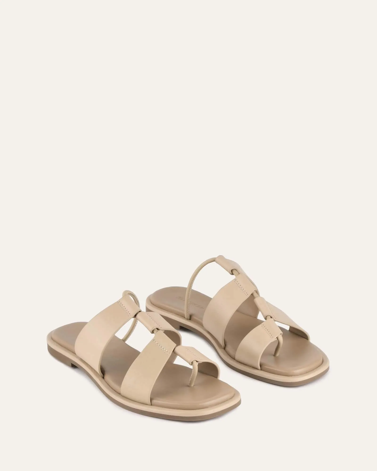 SUSSEX FLAT SLIDES NATURAL LEATHER