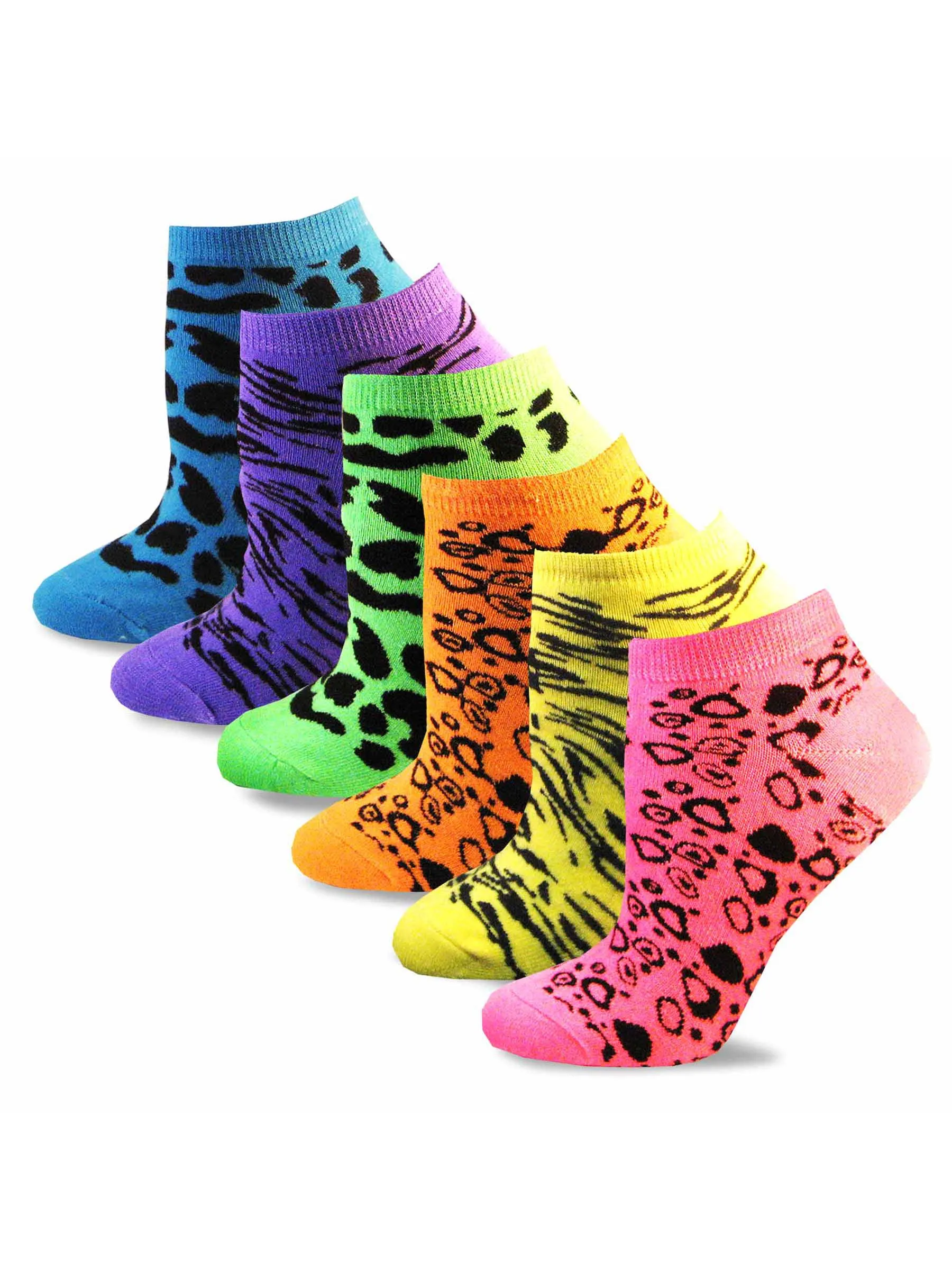 TeeHee Socks Women's Casual Acrylic No Show Animal Print 6-Pack (10220)