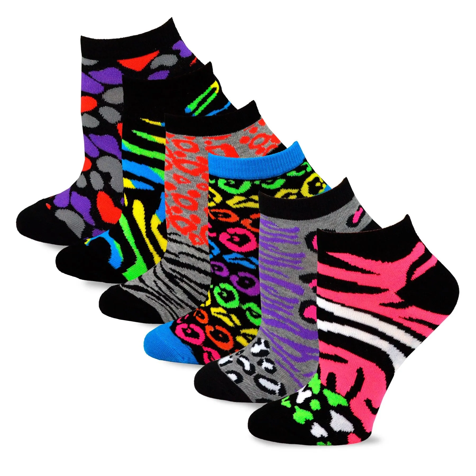 TeeHee Socks Women's Casual Polyester No Show Animal Print 12-Pack (12082)