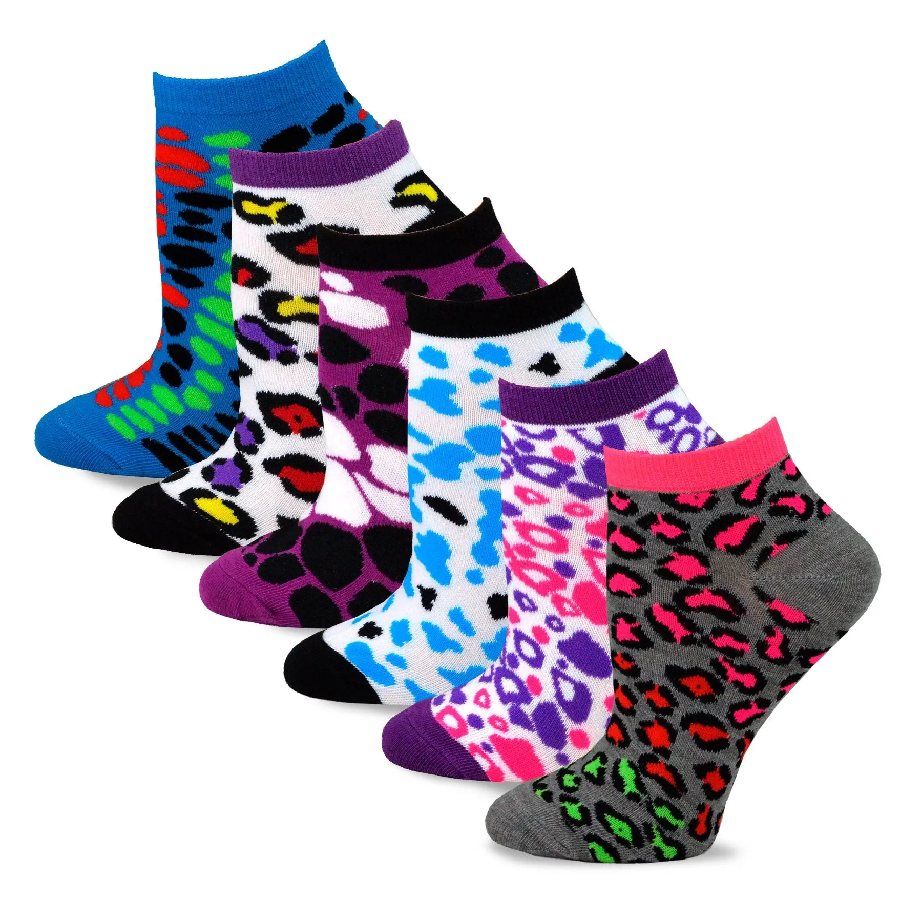 TeeHee Socks Women's Casual Polyester No Show Animal Print 12-Pack (12082)