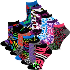 TeeHee Socks Women's Casual Polyester No Show Animal Print 12-Pack (12082)