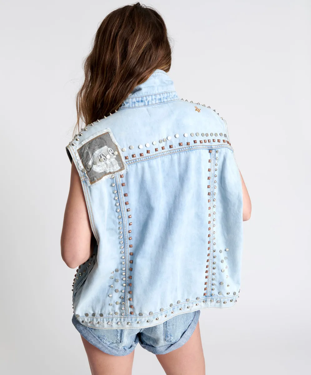 TORNADO STUDDED PUNK SLEEVELESS JACKET