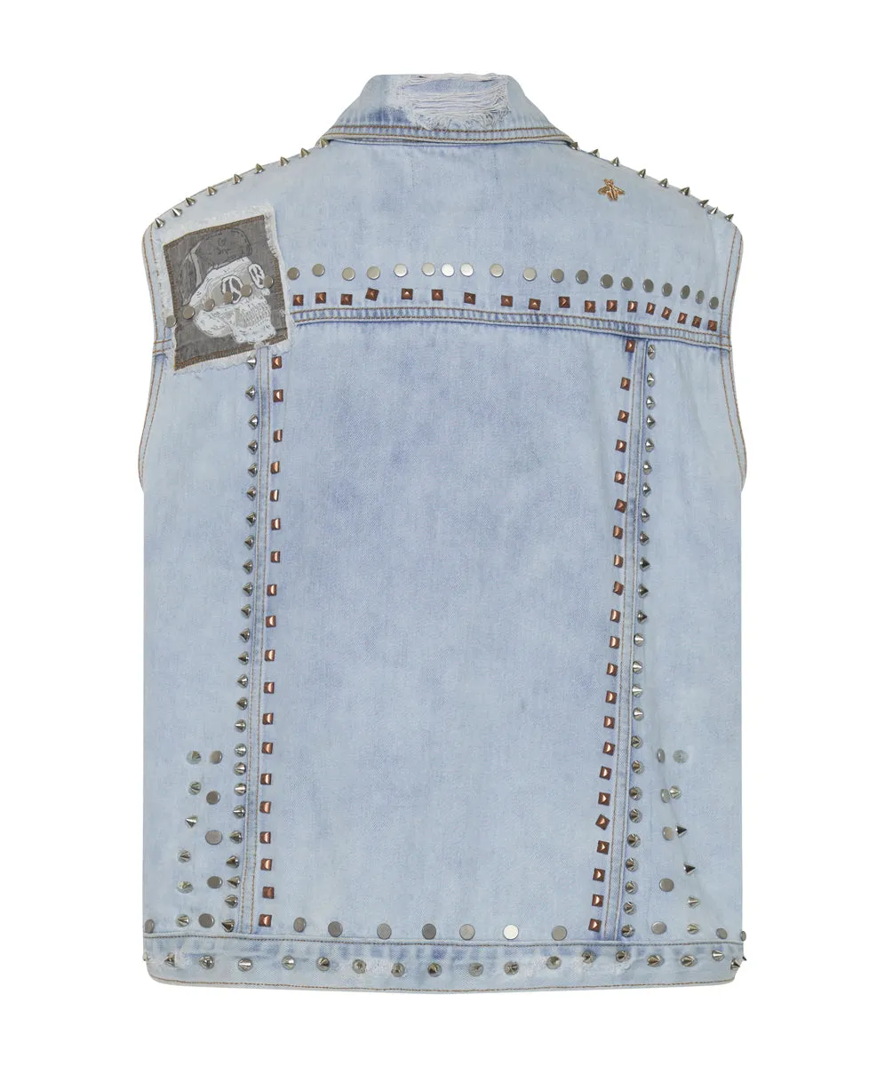 TORNADO STUDDED PUNK SLEEVELESS JACKET