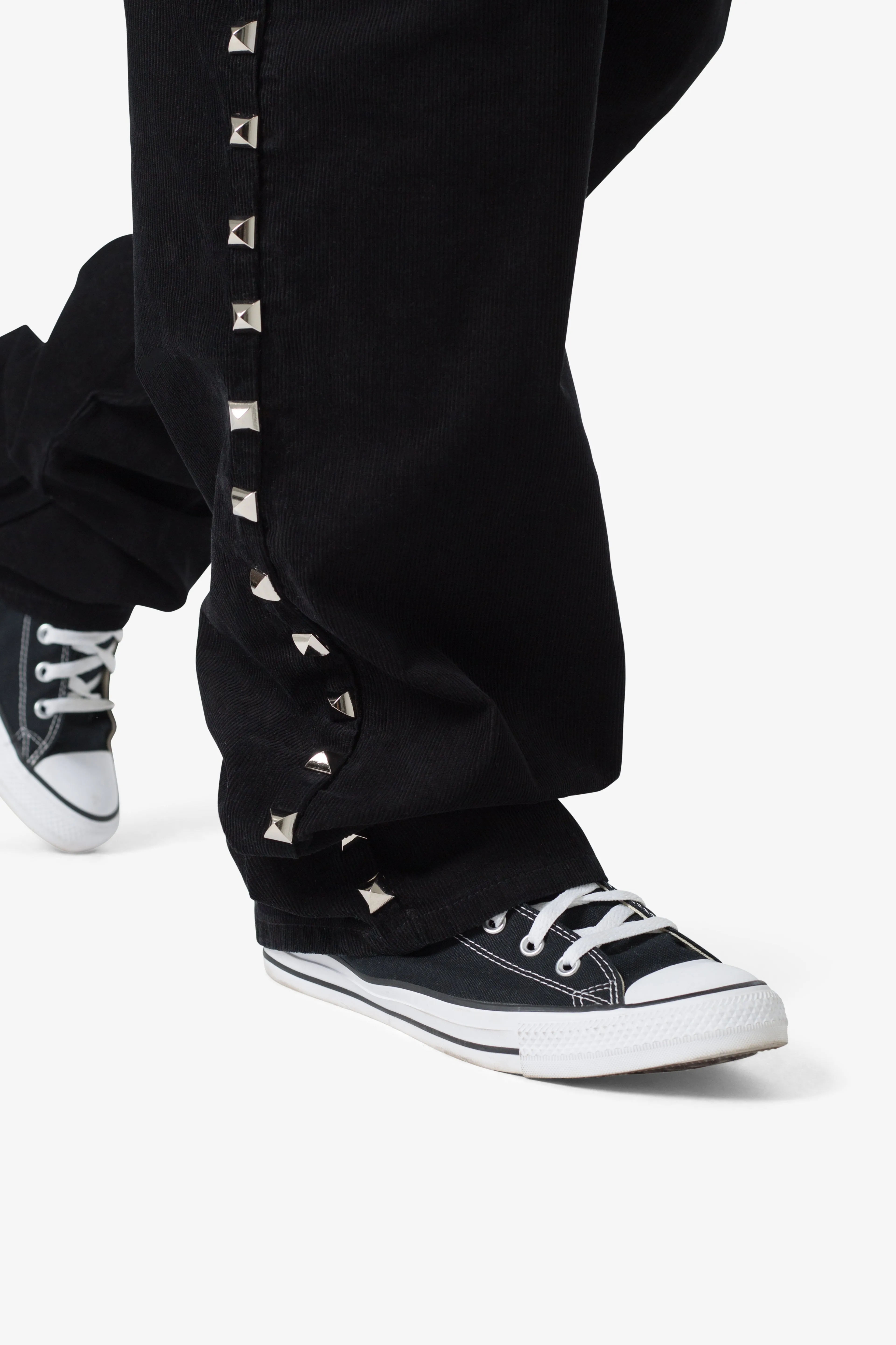 Ultra Baggy Studded Corduroy Pants - Black