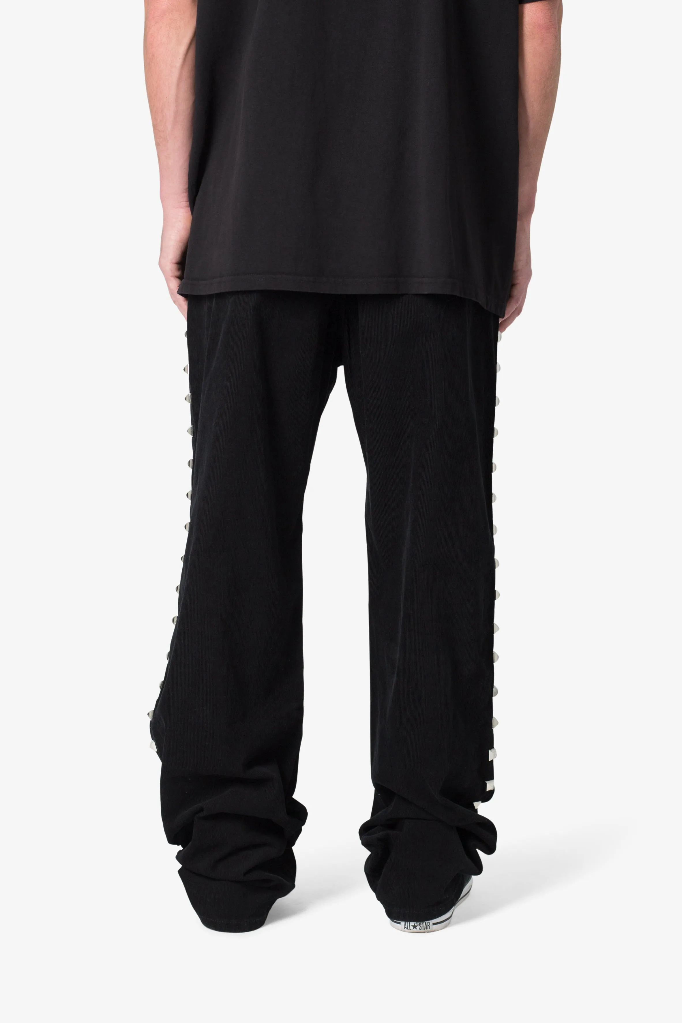 Ultra Baggy Studded Corduroy Pants - Black