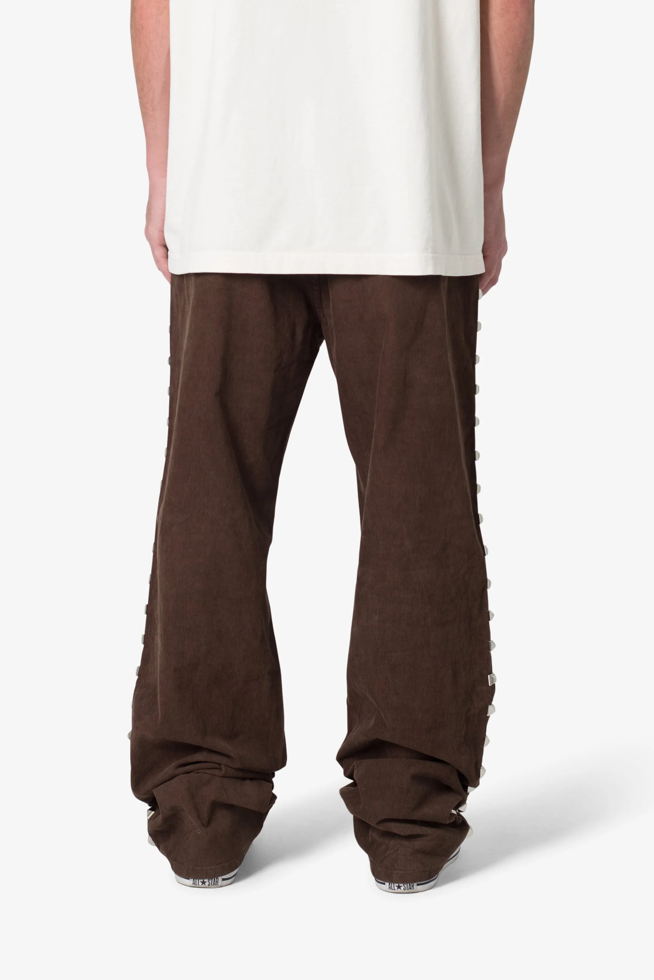 Ultra Baggy Studded Corduroy Pants - Brown