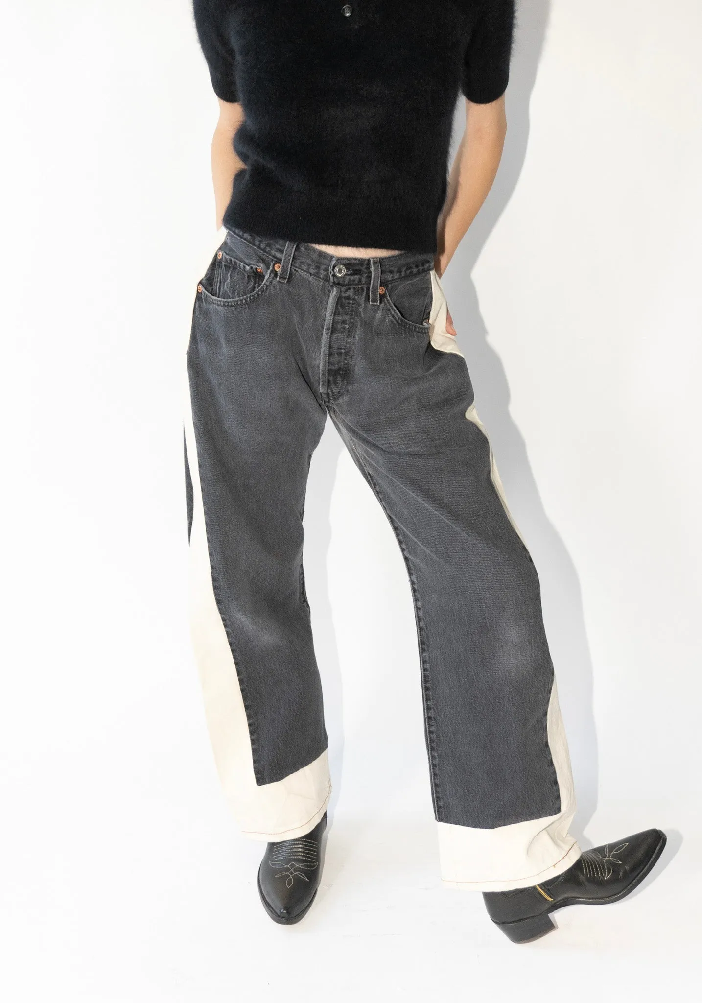 Vintage Reworked Slouch Jean in Black and Natural