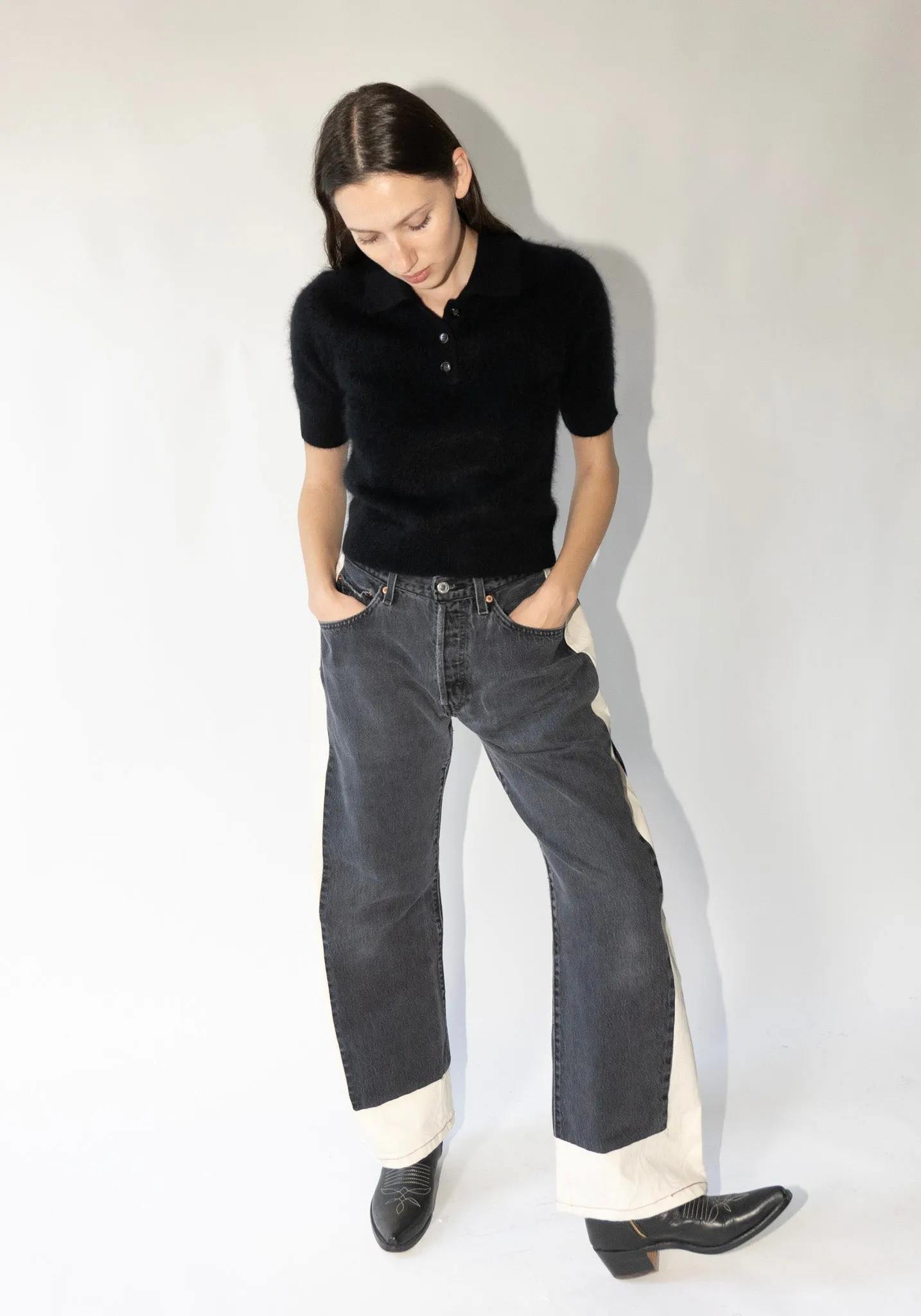 Vintage Reworked Slouch Jean in Black and Natural