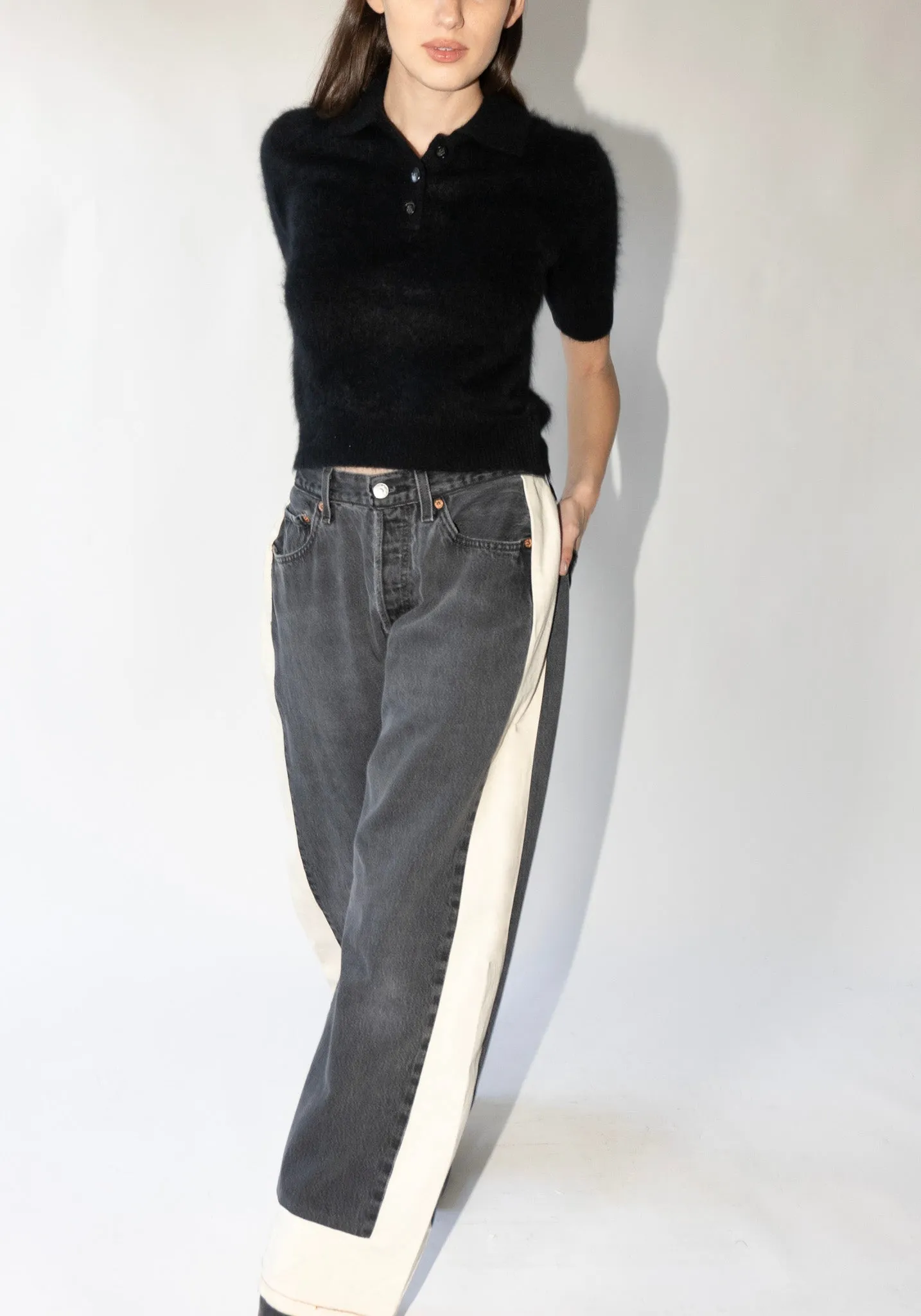 Vintage Reworked Slouch Jean in Black and Natural